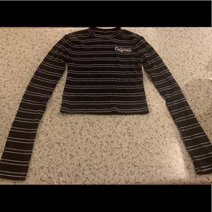 Forever 21 Striped Long Sleeve Crop Top